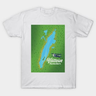 Vättern Sweden Lake map T-Shirt